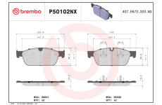Sada brzdových destiček, kotoučová brzda BREMBO P50102NX