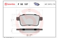 Sada brzdových destiček, kotoučová brzda BREMBO P 50 107