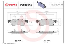 Sada brzdových destiček, kotoučová brzda BREMBO P50109NX