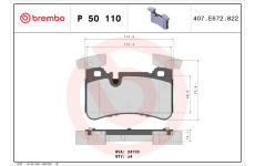 Sada brzdových destiček, kotoučová brzda BREMBO P 50 110