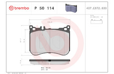 Sada brzdových destiček, kotoučová brzda BREMBO P 50 114