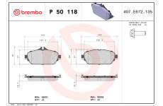 Sada brzdových destiček, kotoučová brzda BREMBO P 50 118