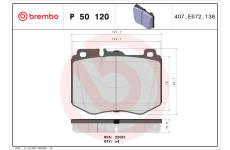 Sada brzdových destiček, kotoučová brzda BREMBO P 50 120