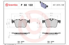 Sada brzdových destiček, kotoučová brzda BREMBO P 50 122