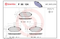 Sada brzdových destiček, kotoučová brzda BREMBO P 50 124