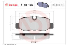 Sada brzdových destiček, kotoučová brzda BREMBO P 50 126