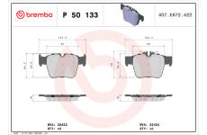 Sada brzdových destiček, kotoučová brzda BREMBO P 50 133