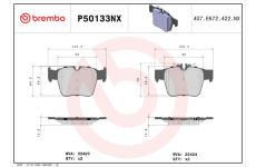 Sada brzdových destiček, kotoučová brzda BREMBO P50133NX