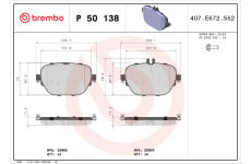 Sada brzdových destiček, kotoučová brzda BREMBO P 50 138