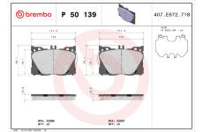 Sada brzdových destiček, kotoučová brzda BREMBO P 50 139