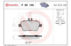 Sada brzdových destiček, kotoučová brzda BREMBO P 50 140