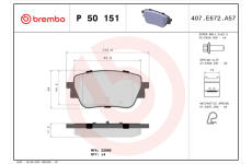 Sada brzdových destiček, kotoučová brzda BREMBO P 50 151