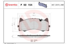 Sada brzdových destiček, kotoučová brzda BREMBO P 50 154