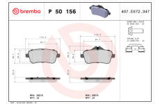 Sada brzdových destiček, kotoučová brzda BREMBO P 50 156