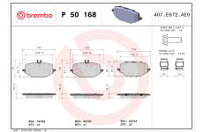 Sada brzdových destiček, kotoučová brzda BREMBO P 50 168