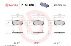 Sada brzdových destiček, kotoučová brzda BREMBO P 54 008