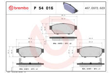 Sada brzdových destiček, kotoučová brzda BREMBO P 54 016