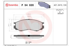 Sada brzdových destiček, kotoučová brzda BREMBO P 54 020