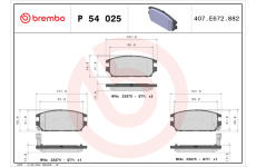 Sada brzdových destiček, kotoučová brzda BREMBO P 54 025