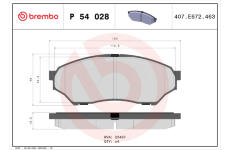 Sada brzdových destiček, kotoučová brzda BREMBO P 54 028