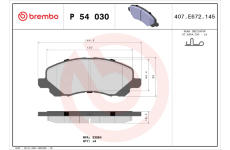 Sada brzdových destiček, kotoučová brzda BREMBO P 54 030X