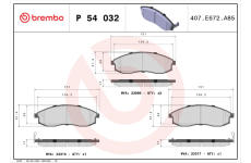 Sada brzdových destiček, kotoučová brzda BREMBO P 54 032