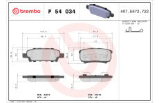 Sada brzdových destiček, kotoučová brzda BREMBO P 54 034