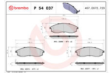Sada brzdových destiček, kotoučová brzda BREMBO P 54 037