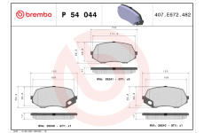 Sada brzdových destiček, kotoučová brzda BREMBO P 54 044