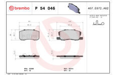 Sada brzdových destiček, kotoučová brzda BREMBO P 54 046