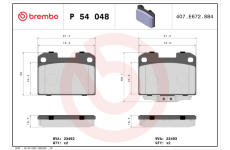 Sada brzdových destiček, kotoučová brzda BREMBO P 54 048