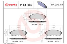 Sada brzdových destiček, kotoučová brzda BREMBO P 54 055