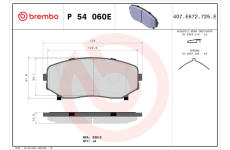 Sada brzdových destiček, kotoučová brzda BREMBO P 54 060E