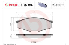 Sada brzdových destiček, kotoučová brzda BREMBO P 56 015