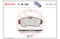 Sada brzdových platničiek kotúčovej brzdy BREMBO P 56 022