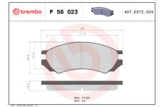 Sada brzdových destiček, kotoučová brzda BREMBO P 56 023