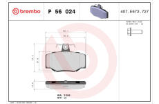 Sada brzdových destiček, kotoučová brzda BREMBO P 56 024