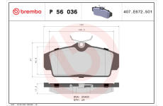 Sada brzdových destiček, kotoučová brzda BREMBO P 56 036