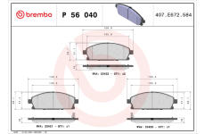 Sada brzdových destiček, kotoučová brzda BREMBO P 56 040