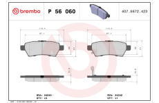 Sada brzdových destiček, kotoučová brzda BREMBO P 56 060