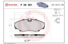 Sada brzdových destiček, kotoučová brzda BREMBO P 56 061