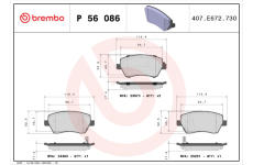 Sada brzdových destiček, kotoučová brzda BREMBO P 56 086