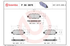 Sada brzdových destiček, kotoučová brzda BREMBO P 56 087E