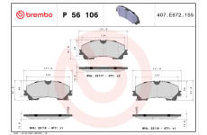 Sada brzdových destiček, kotoučová brzda BREMBO P 56 106