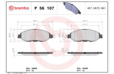 Sada brzdových destiček, kotoučová brzda BREMBO P 56 107