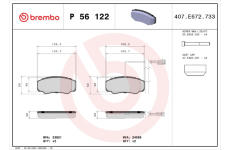 Sada brzdových destiček, kotoučová brzda BREMBO P 56 122