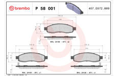 Sada brzdových destiček, kotoučová brzda BREMBO P 58 001