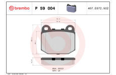 Sada brzdových destiček, kotoučová brzda BREMBO P 59 004