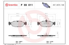 Sada brzdových destiček, kotoučová brzda BREMBO P 59 011