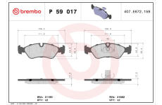 Sada brzdových destiček, kotoučová brzda BREMBO P 59 017